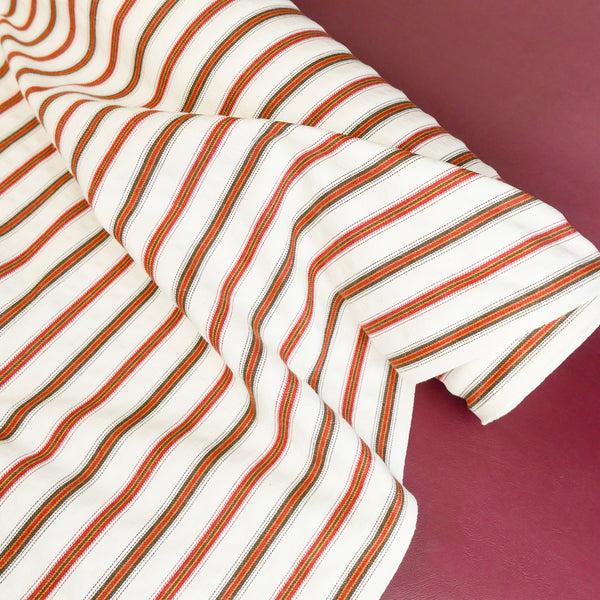 William - Japanese Cotton Jacquard Stripe | Brick Red