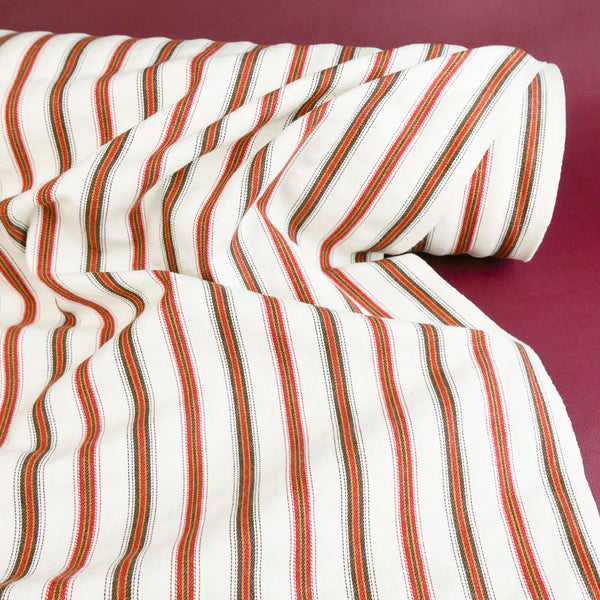 William - Japanese Cotton Jacquard Stripe | Brick Red