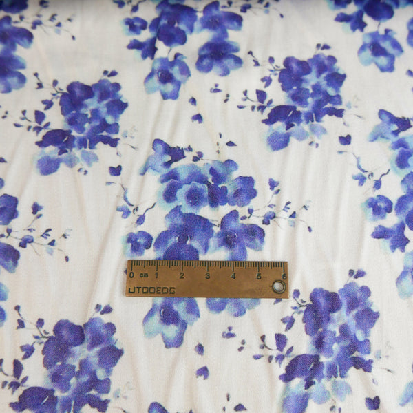 Printed Silk Modal Satin | Blueberry Floral