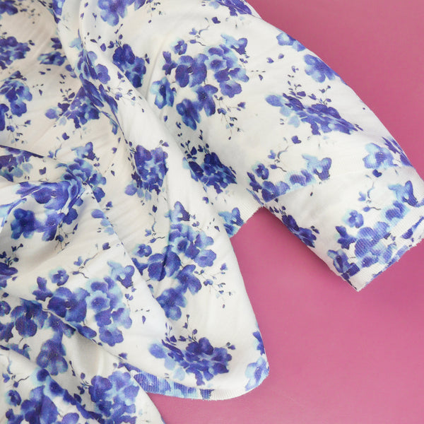 Printed Silk Modal Satin | Blueberry Floral