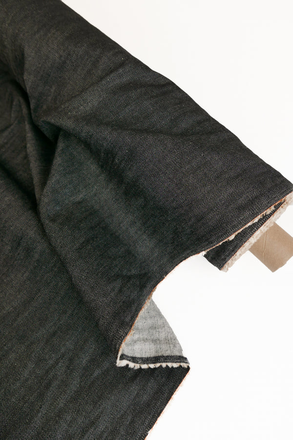 Korean Brushed Back Denim | Washed Black