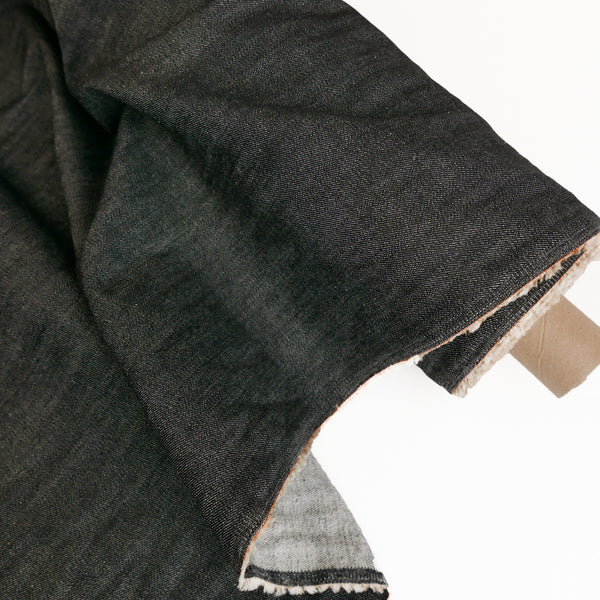 Korean Brushed Back Denim | Washed Black