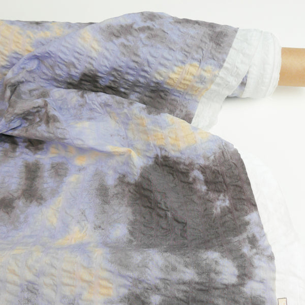 Wijnant - Printed Seersucker Cotton | Hazy Blue/Peach