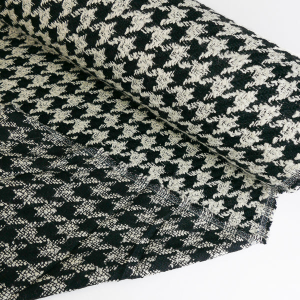 Italian Wool Boucle | B&W Houndstooth