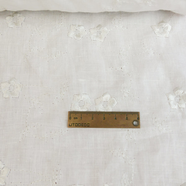 Peony - European Embroidered Linen | Snow