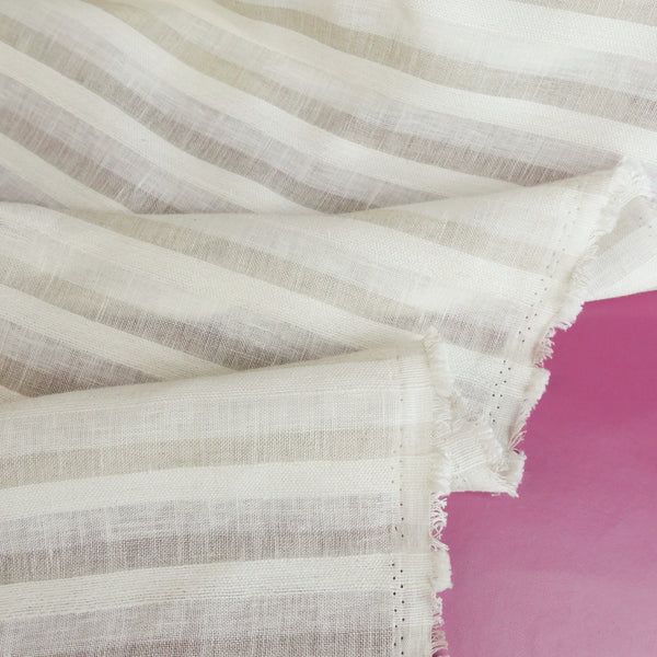 Zarin - European Jacquard Stripe Linen | Ivory