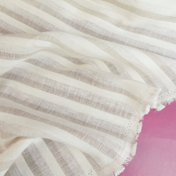 Zarin - European Jacquard Stripe Linen | Ivory