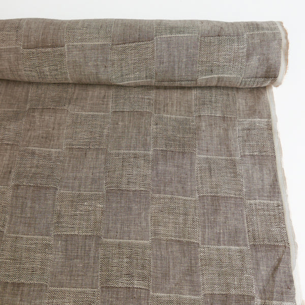 Ona - European Jacquard Check Linen | Nutmeg