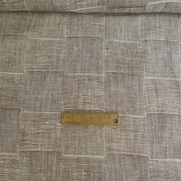 Ona - European Jacquard Check Linen | Nutmeg