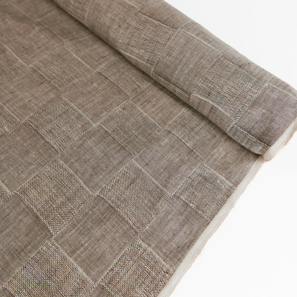 Ona - European Jacquard Check Linen | Nutmeg