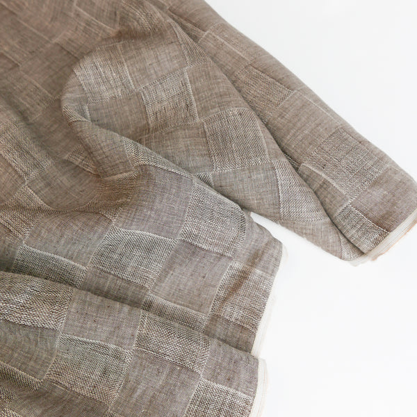 Ona - European Jacquard Check Linen | Nutmeg