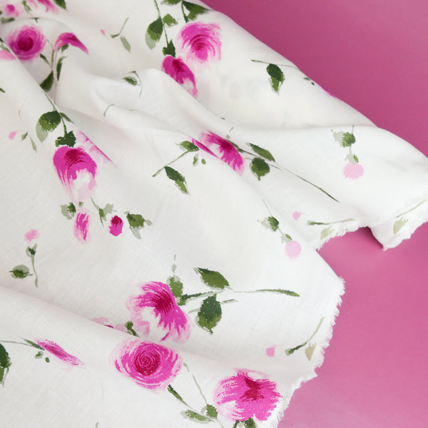 Brisa - Screen-Printed Linen | Fuchsia #1