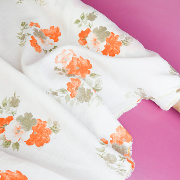 Brisa - Screen-Printed Linen | Tangerine #2