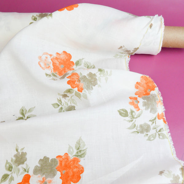 Brisa - Screen-Printed Linen | Tangerine #2