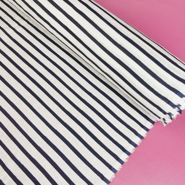 Jean-Luca - Screen-Printed Linen | Navy Stripe