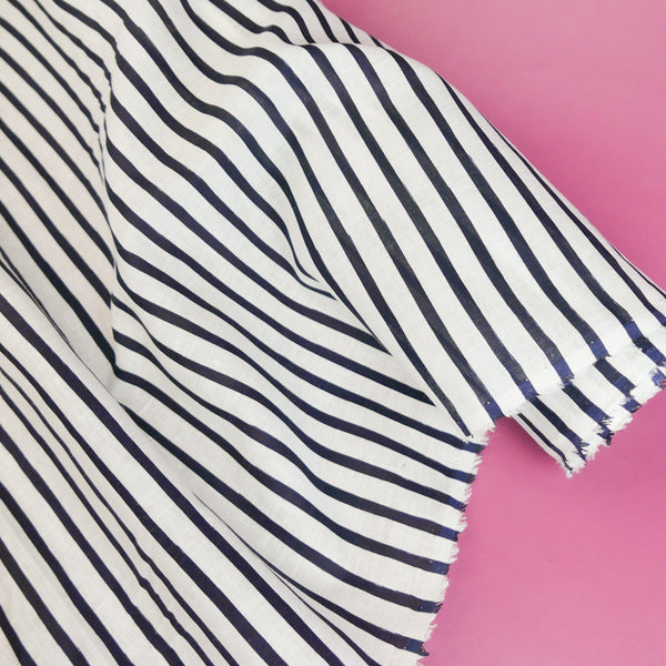 Jean-Luca - Screen-Printed Linen | Navy Stripe