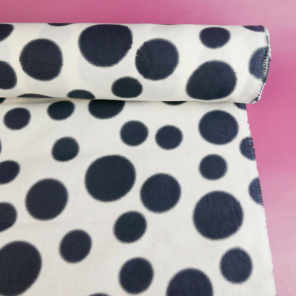 Kusama - Screen-Printed Linen | Navy