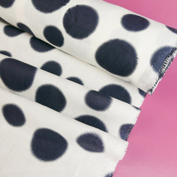 Kusama - Screen-Printed Linen | Navy