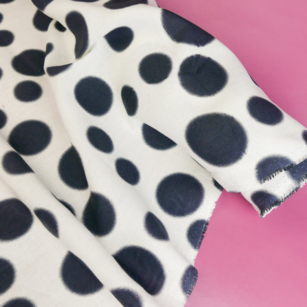 Kusama - Screen-Printed Linen | Navy