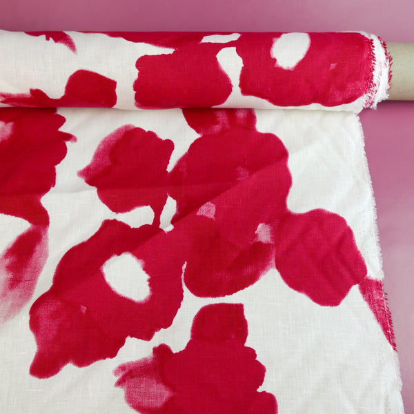 One-off Screen-Printed Linen | Crimson