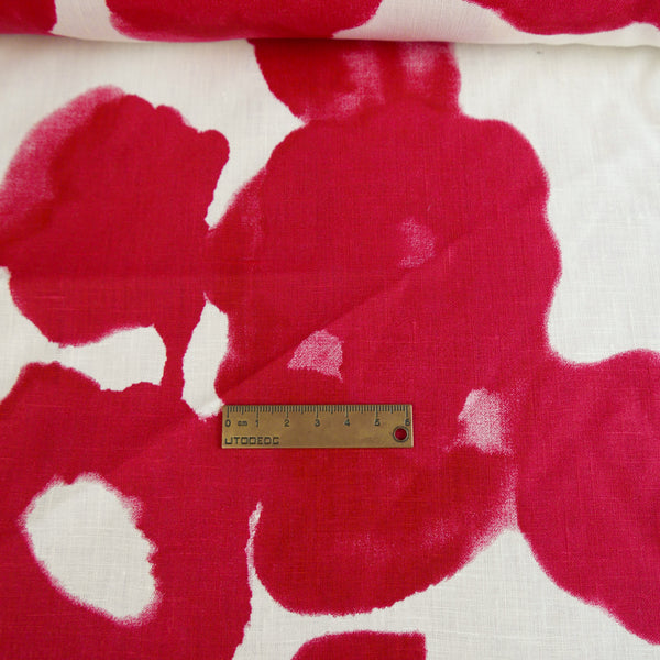 One-off Screen-Printed Linen | Crimson