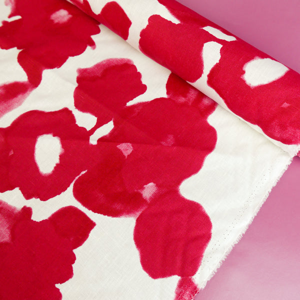 One-off Screen-Printed Linen | Crimson