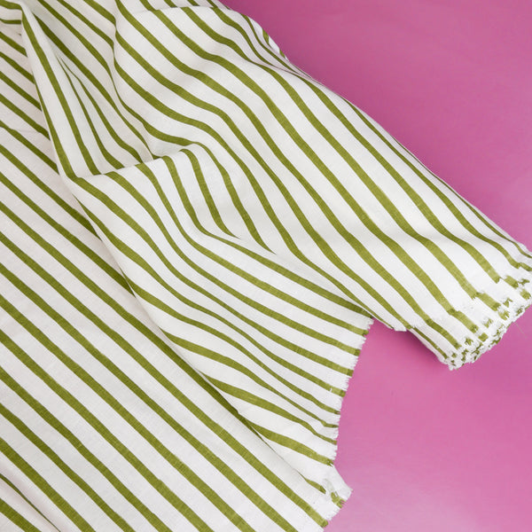 Jean-Luca - Screen-Printed Linen | Olive Stripe