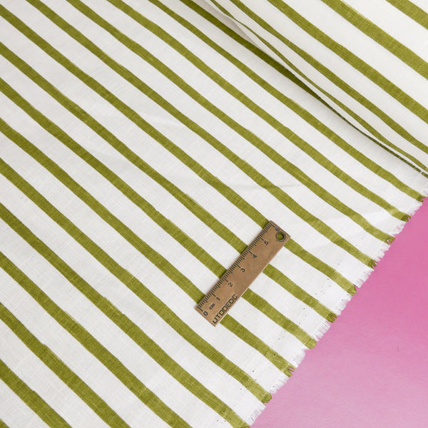 Jean-Luca - Screen-Printed Linen | Olive Stripe
