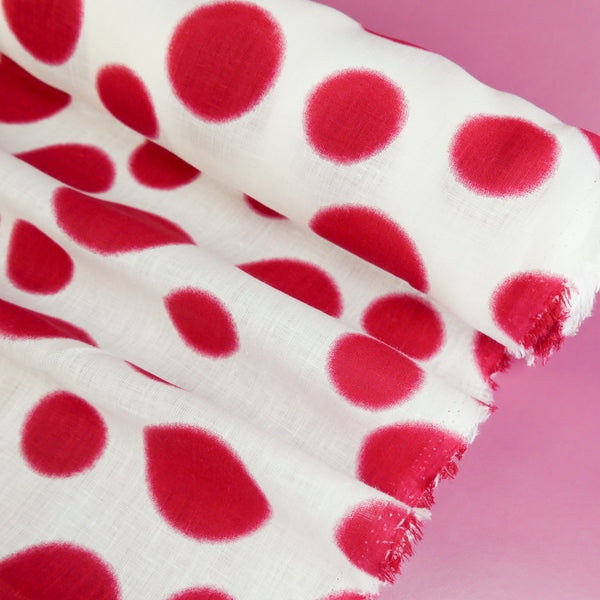 Kusama - Screen-Printed Linen | Cherry (LAST CUT - 2M)