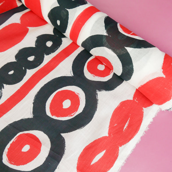 Varna - Screen-Printed Linen | Ruby