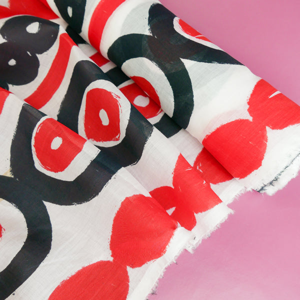 Varna - Screen-Printed Linen | Ruby