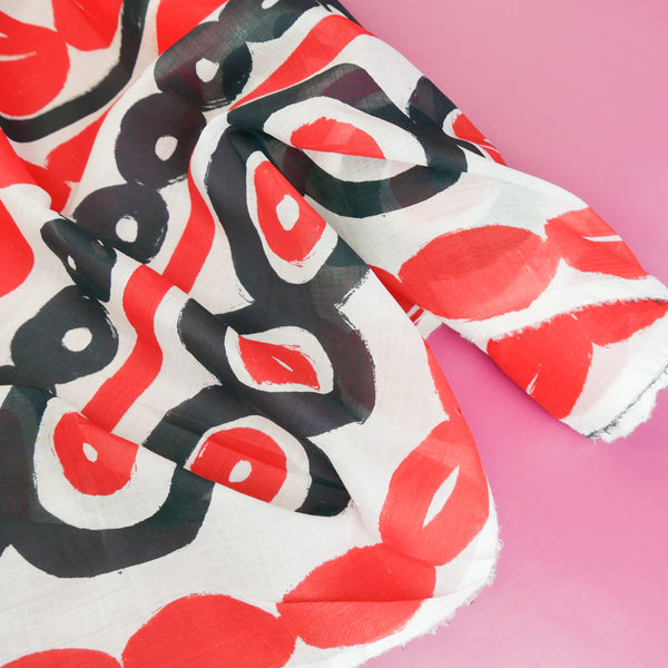 Varna - Screen-Printed Linen | Ruby