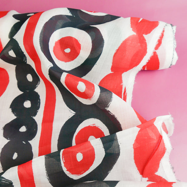 Varna - Screen-Printed Linen | Ruby