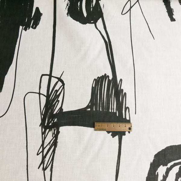 Edwin - Screen-Printed Linen | Black Fish Scribble