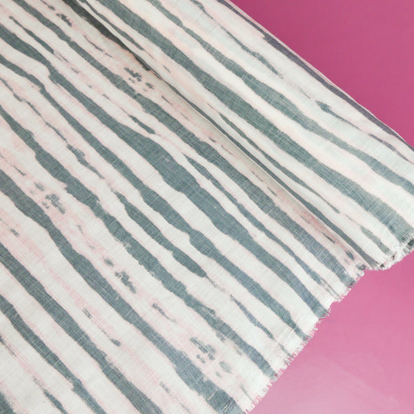 Tima - Screen-Printed Linen | Charcoal Stripe