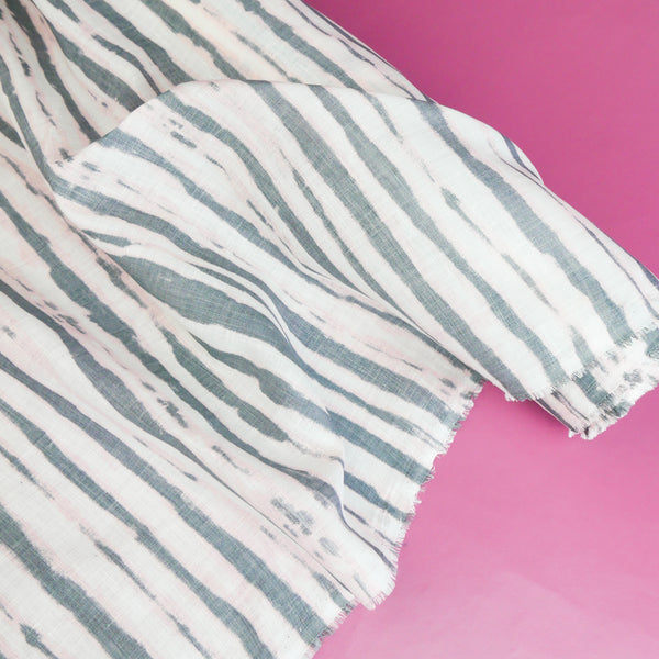Tima - Screen-Printed Linen | Charcoal Stripe