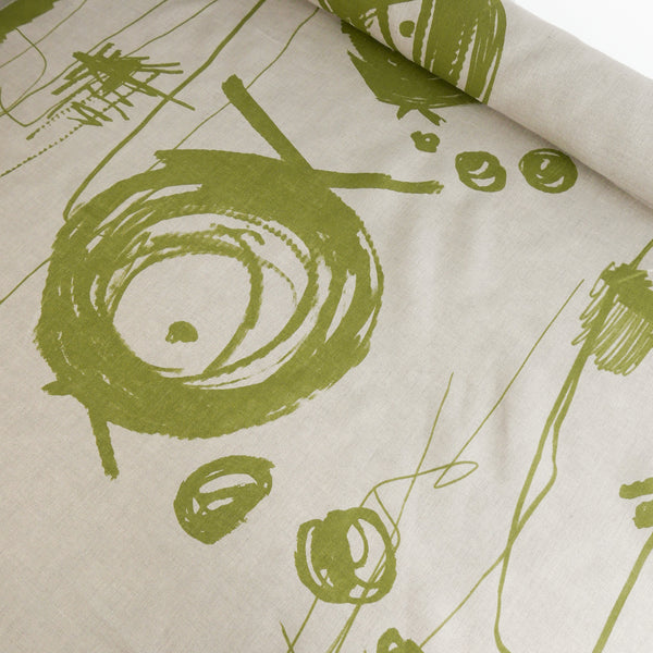 Edwin - Screen-Printed Linen | Natural Fish Scribble