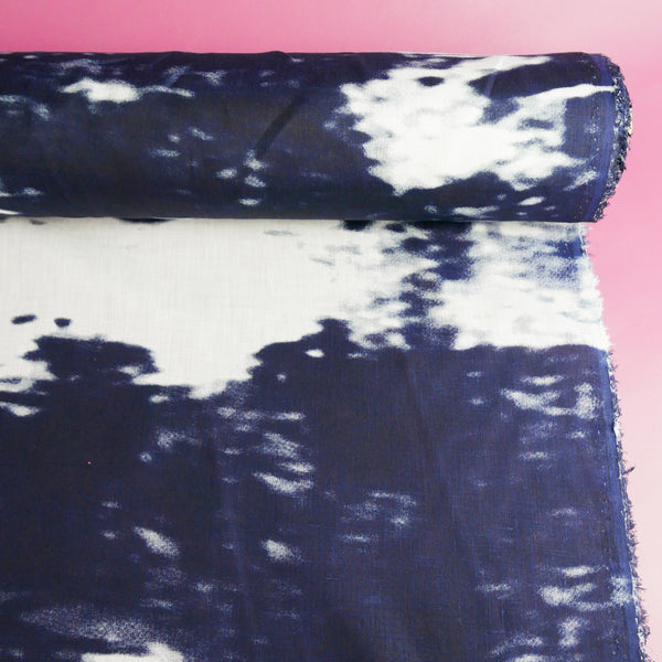 Wave - Screen-Printed Linen | Midnight