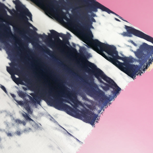 Wave - Screen-Printed Linen | Midnight