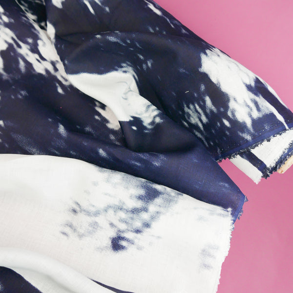 Wave - Screen-Printed Linen | Midnight