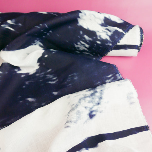 Wave - Screen-Printed Linen | Midnight
