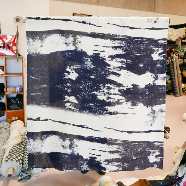 Wave - Screen-Printed Linen | Midnight