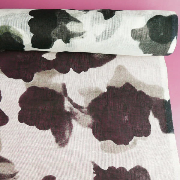 Claude - Screen-Printed Linen Gauze | B&W
