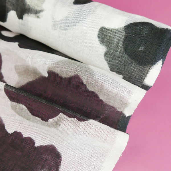 Claude - Screen-Printed Linen Gauze | B&W