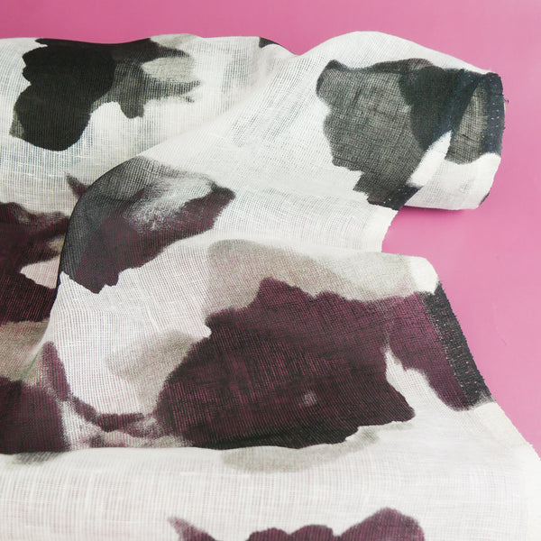 Claude - Screen-Printed Linen Gauze | B&W