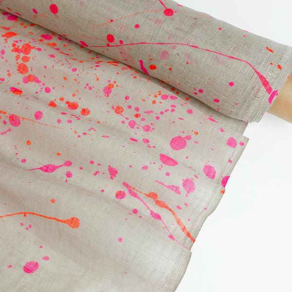 Roche - Screen-Printed Linen Gauze | Fluro Paint