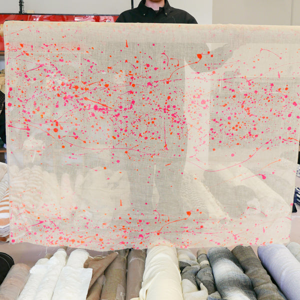 Roche - Screen-Printed Linen Gauze | Fluro Paint