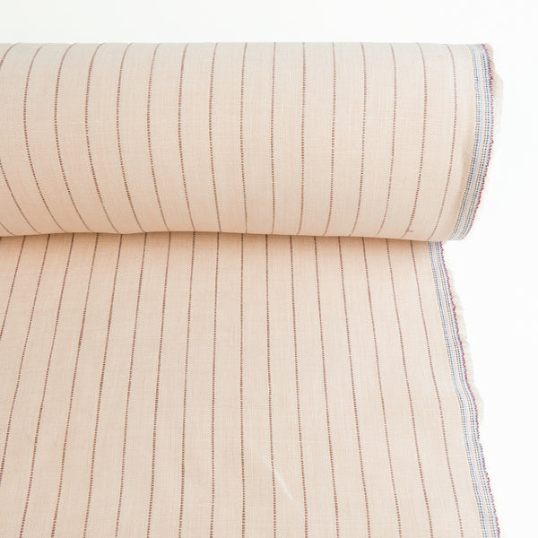 European Embroidered Stripe Linen | Almond