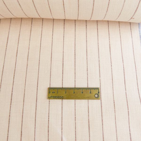 European Embroidered Stripe Linen | Almond