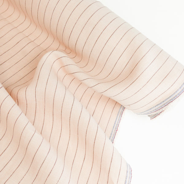 European Embroidered Stripe Linen | Almond